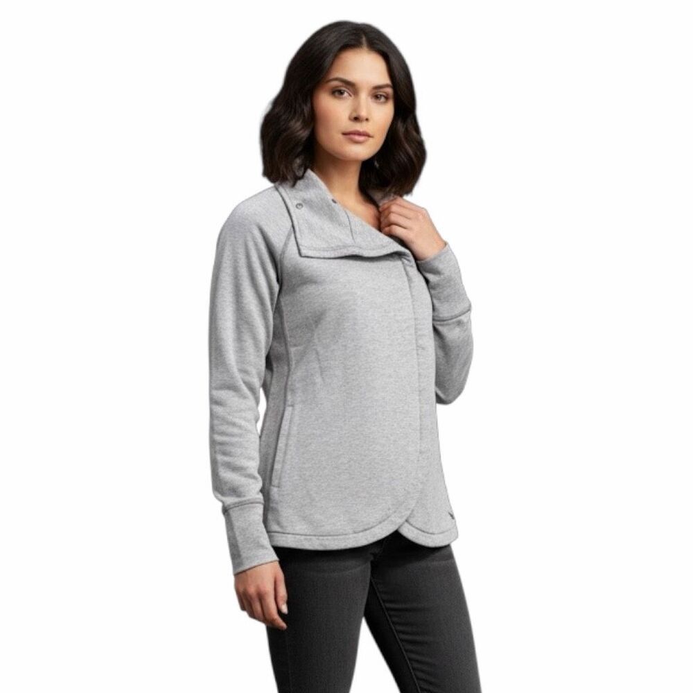 EDDIE BAUER Women’s Gray Long Sleeve Moto Zip Up Active Sweatshirt Size Small